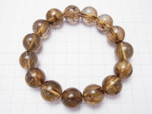 [Video] [One of a kind] High Quality Bronze Rutilated Quartz AAA+ Round 14mm Bracelet NO.41