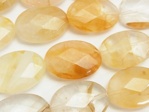 Yellow Hematite Quartz Faceted Oval 25 x 18 x 8 mm half or 1 strand (aprx.15 inch / 36 cm)