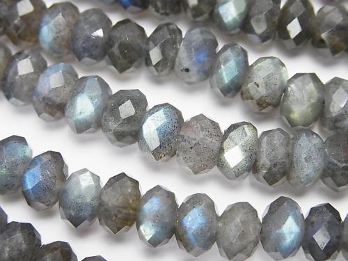 Diamond Cut!  Labradorite AA++ Faceted Button Roundel 8x8x4mm half or 1strand (aprx.15inch/38cm)