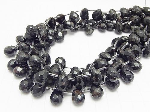 Black nice, Stone Drop Faceted Briolette 14 x 10 x 10 mm half or 1 strand (aprx.15 inch / 38 cm)