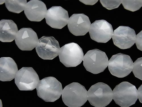 Diamond Cut! White Moon Stone AAA Star Faceted Round 8mm half or 1strand (aprx.15inch / 37cm)