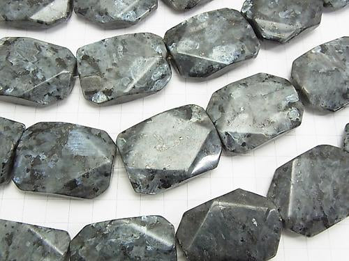 Larvikite  Faceted Rectangle 40x30mm half or 1strand (aprx.13inch/32cm)
