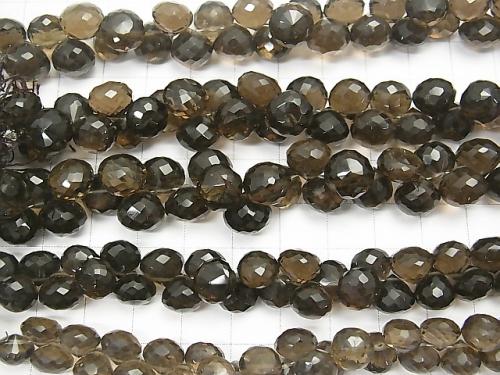 High Quality Smoky Crystal Quartz AAA Onion Faceted Briolette [Medium color] 1/4 or strand (aprx.7inch / 18cm)