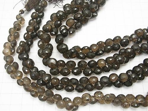High Quality Smoky Crystal Quartz AAA Onion Faceted Briolette [Medium color] 1/4 or strand (aprx.7inch / 18cm)