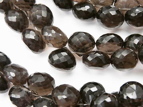 High Quality Smoky Crystal Quartz AAA Onion Faceted Briolette [Dark Color] 1/4 or 1strand (aprx.6inch / 15 cm)