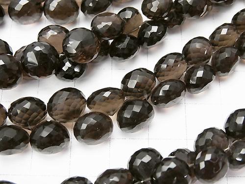 High Quality Smoky Crystal Quartz AAA Onion Faceted Briolette [Dark Color] 1/4 or 1strand (aprx.6inch / 15 cm)