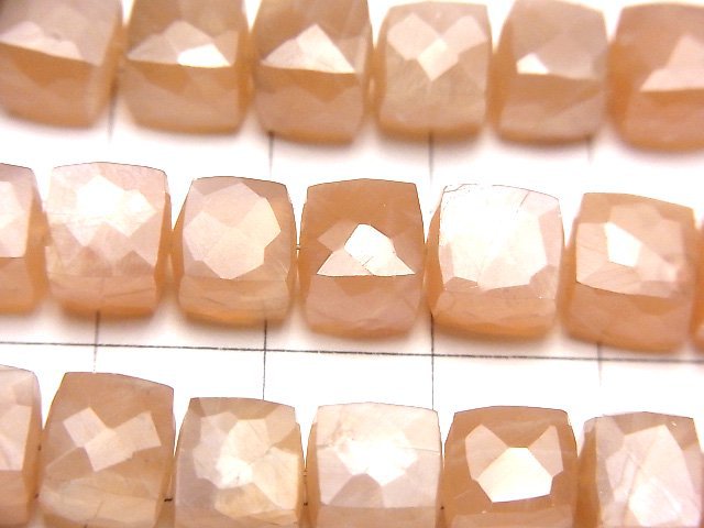 [Video]High Quality Orange Moonstone AA++ Cube Shape half or 1strand beads (aprx.7inch/18cm)