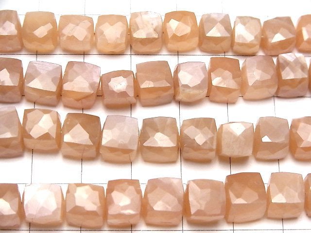 [Video]High Quality Orange Moonstone AA++ Cube Shape half or 1strand beads (aprx.7inch/18cm)