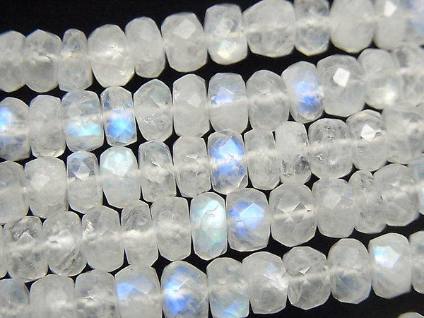 [Video] High Quality Rainbow Moonstone AAA Faceted Button Roundel half or 1strand beads (aprx.15inch / 38cm)