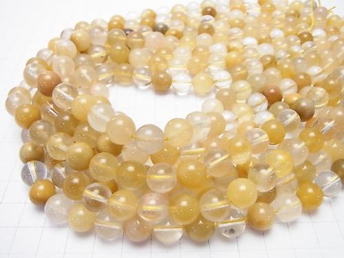 Mixed yellow quartz AAA Round 10 mm half or 1 strand (aprx.15 inch / 38 cm)