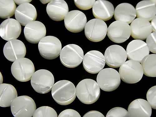 1strand $5.79! Mother of Pearl MOP Coin 6x6x3mm White 1strand (aprx.15inch / 38cm)