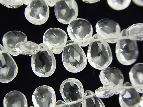 High Quality Crystal AAA - Pear shape Faceted Briolette half or 1strand (aprx.7 inch / 18 cm)