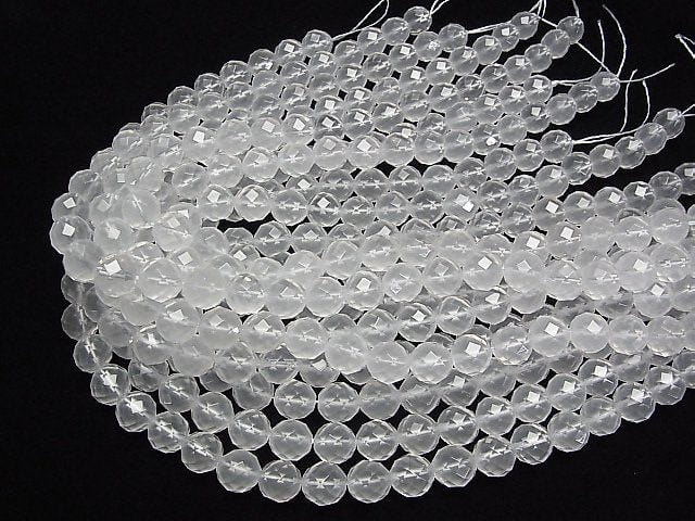 Milky Quartz AAA 64Faceted Round 12mm 1/4 or 1strand beads (aprx.15inch/38cm)