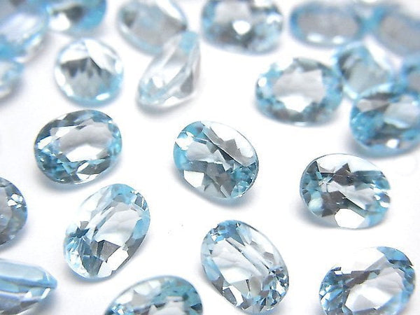 [Video]High Quality Sky Blue Topaz AAA Loose stone Oval Faceted 8x6mm 5pcs