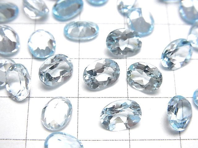 [Video]High Quality Sky Blue Topaz AAA Loose stone Oval Faceted 8x6mm 5pcs