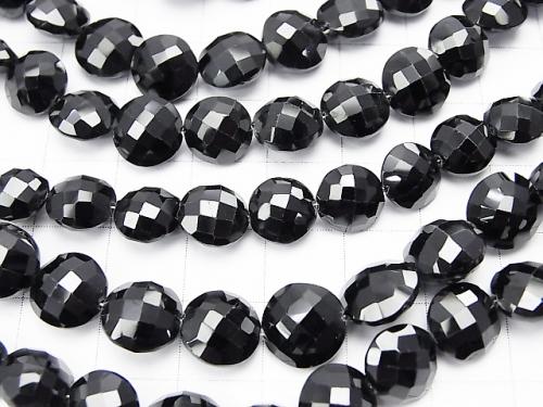 High Quality Black Spinel AAA - Faceted Coin half or 1strand (aprx.8 inch / 20 cm)
