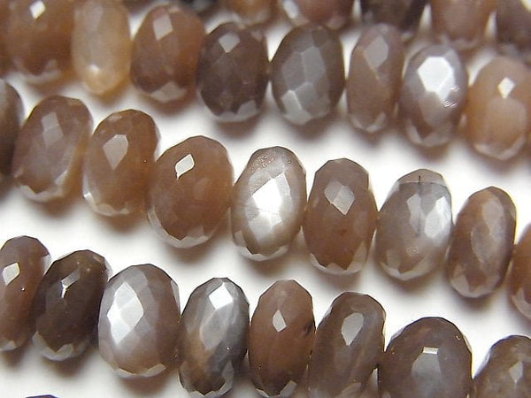 [Video]High Quality Brown Moonstone AAA- Faceted Button Roundel half or 1strand beads (aprx.13inch/33cm)