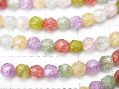 1strand $7.79! Multicolor Cracked Crystal 32 Faceted Round 4 mm NO.2 1 strand (aprx.15 inch / 36 cm)