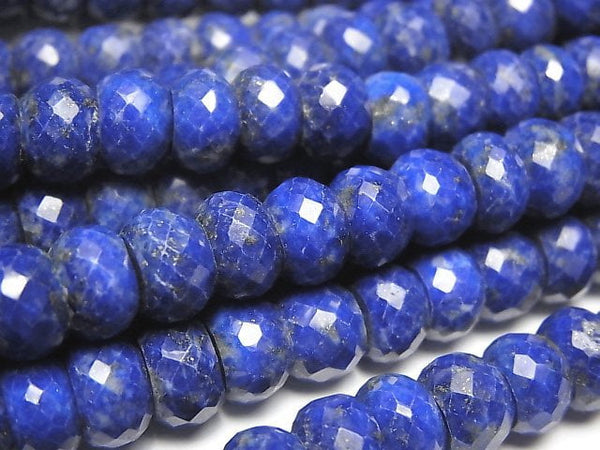 [Video]High Quality! Lapislazuli AA++ Faceted Button Roundel half or 1strand beads (aprx.15inch/36cm)