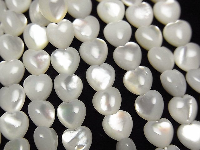 [Video] High Quality White Shell (Silver-lip Oyster)AAA Vertical Hole Heart 6x6x4mm 1/4 or 1strand beads (aprx.15inch/38cm)