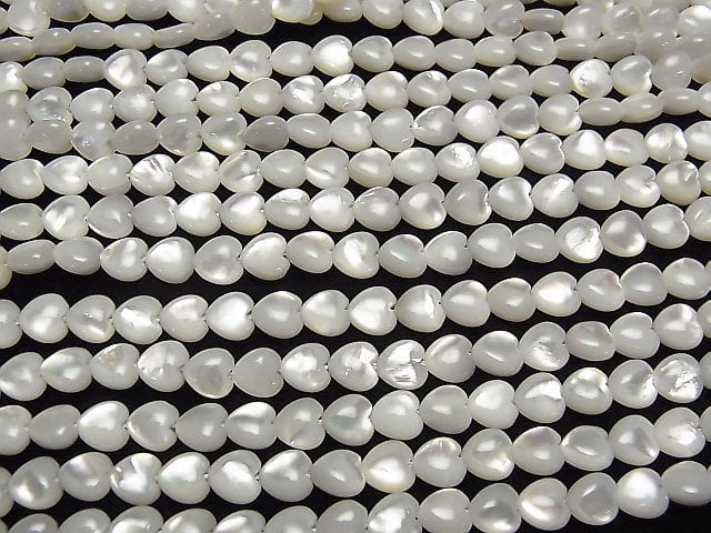 [Video] High Quality White Shell (Silver-lip Oyster)AAA Vertical Hole Heart 6x6x4mm 1/4 or 1strand beads (aprx.15inch/38cm)