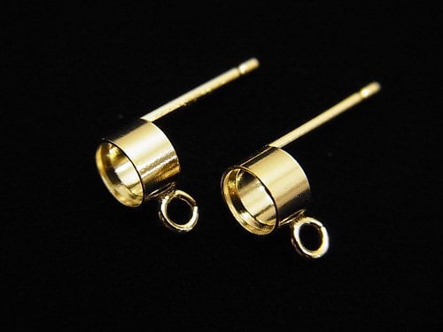 [Video] 14KGF Earstuds Earrings with Ring (Bezel) Round 3mm, 4mm 1pair