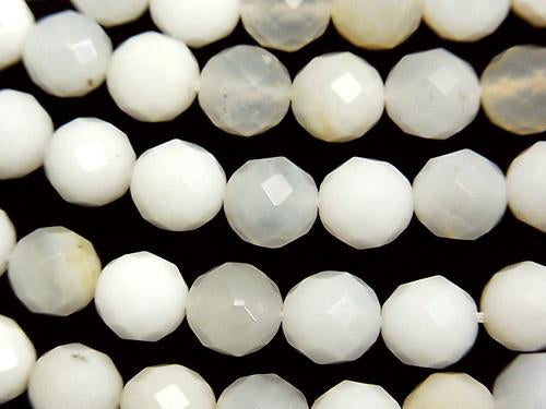 Tanzania White Opal 64 Faceted Round 8 mm half or 1 strand (aprx.15 inch / 37 cm)