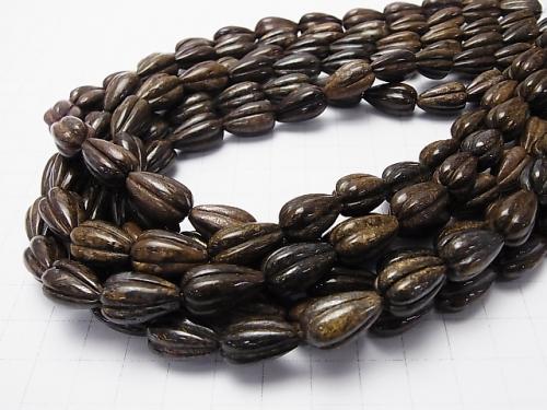 Bronzite  Line Carved Vertical Hole Drop 16x10x10mm half or 1strand (aprx.15inch/38cm)