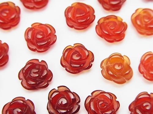 Red Agate AAA Rose 8 mm [Half Drilled Hole] 4 pcs $4.19