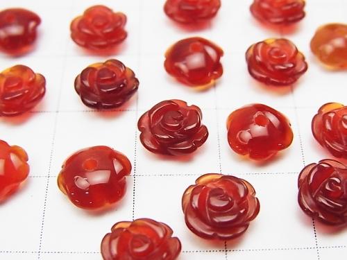 Red Agate AAA Rose 8 mm [Half Drilled Hole] 4 pcs $4.19