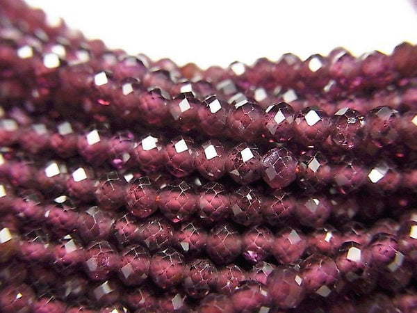 [Video]High Quality! India Garnet AAA Faceted Button Roundel 2.7x2.7x2.3 1strand beads (aprx.13inch/32cm)