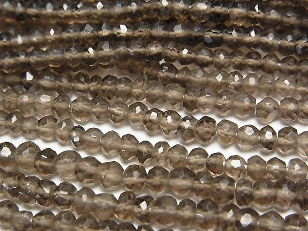 High Quality Smoky Quartz AAA- Faceted Button Roundel  1strand beads (aprx.12inch/30cm)