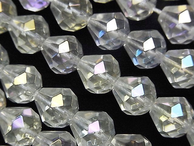 [Video] Aqua Crystal Faceted Drop 10x10x10mm half or 1strand beads (aprx.15inch/36cm)