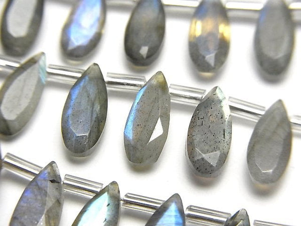 [Video]High Quality Labradorite AA++ Pear shape Faceted 12x5mm half or 1strand (18pcs )