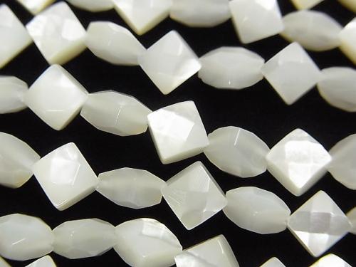 [Video] High quality White Shell (Silver-lip Oyster) AAA Diamond Shape 7 x 7 x 4 mm 1/4 or 1strand beads (aprx.15 inch / 38 cm)