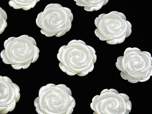 [Video] High Quality White Shell (Silver-lip Oyster) Rose 15mm [Half Drilled Hole] 2pcs
