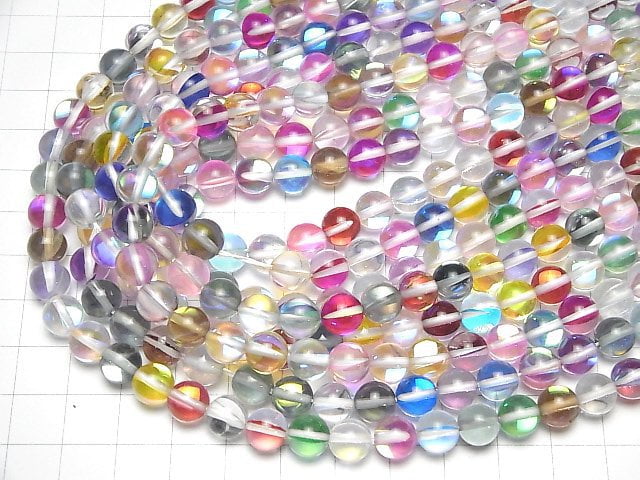 [Video] Multicolor Luna Flash Round 8mm 1strand beads (aprx.15inch/36cm)