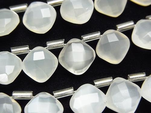[Video] High Quality White Moonstone AAA Diamond Shape (Cushion Cut) 9x9mm half or 1strand (18pcs ).