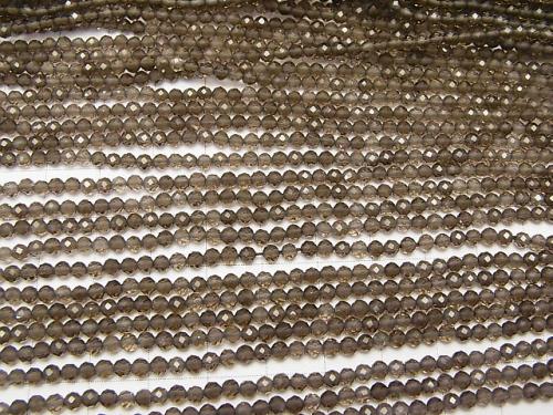 Diamond Cut!  1strand $6.79! Smoky Crystal Quartz AAA Faceted Round 3mm  1strand (aprx.15inch/37cm)