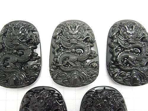 [Video] Dragon Carved! Rainbow Obsidian AAA Plate 58x41x12mm 1pc