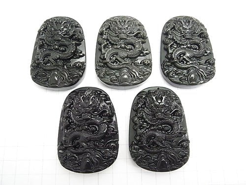 [Video] Dragon Carved! Rainbow Obsidian AAA Plate 58x41x12mm 1pc