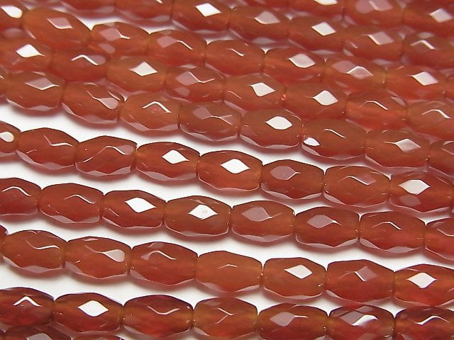 [Video] Red Agate Faceted Rice 6x4x4mm 1strand beads (aprx.15inch/37cm)
