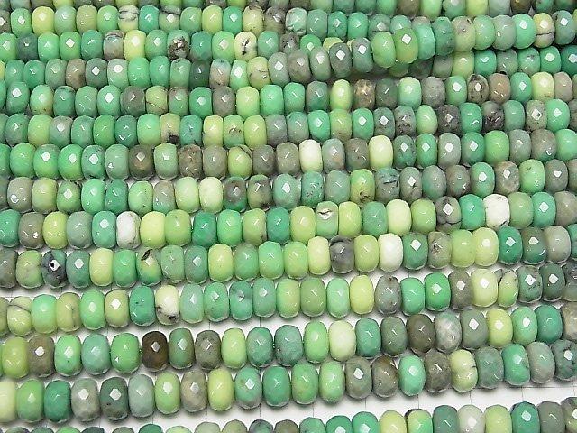 [Video] Natural color green Chalcedony Faceted Button Roundel 8 x 8 x 5 mm half or 1 strand beads (aprx.15 inch / 38 cm)