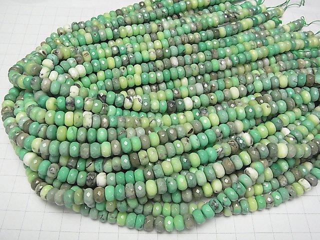 [Video] Natural color green Chalcedony Faceted Button Roundel 8 x 8 x 5 mm half or 1 strand beads (aprx.15 inch / 38 cm)