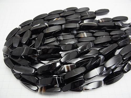 1strand $11.79! Stripe Onyx Rice 4Faceted Faceted Twist 30x9x9mm 1strand (aprx.15inch / 37cm)