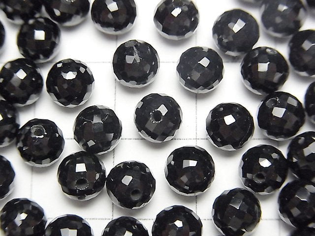 [Video] Black Spinel AAA Half Drilled Hole Faceted Round 6mm 3pcs