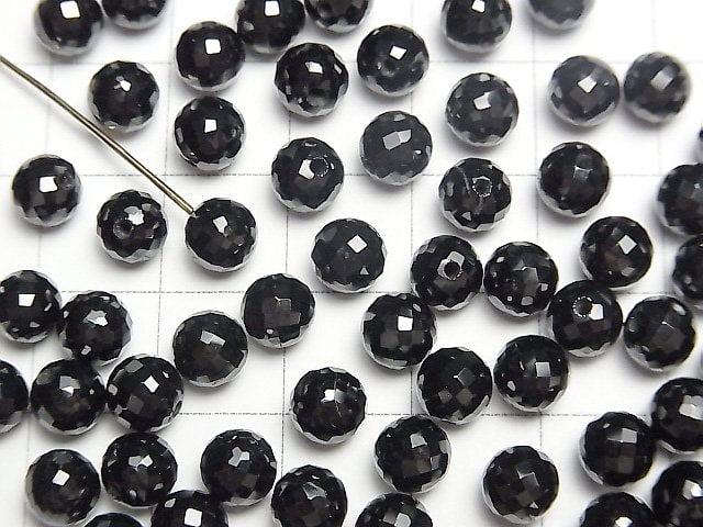 [Video] Black Spinel AAA Half Drilled Hole Faceted Round 6mm 3pcs