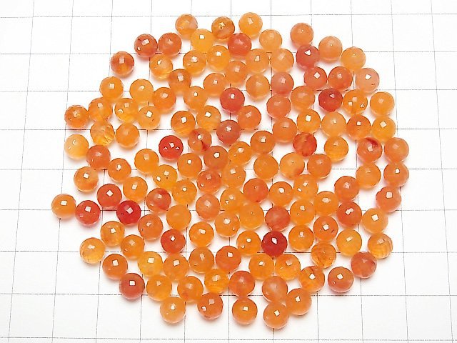 [Video]Carnelian AAA Half Drilled Hole Faceted Round 6mm 4pcs