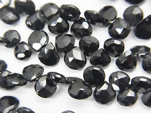 High Quality Black Spinel AAA Small Size Chestnut Faceted Briolette half or 1strand (aprx.7inch / 18cm)
