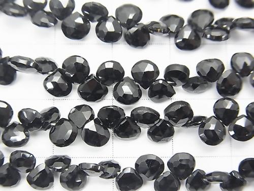 High Quality Black Spinel AAA Small Size Chestnut Faceted Briolette half or 1strand (aprx.7inch / 18cm)
